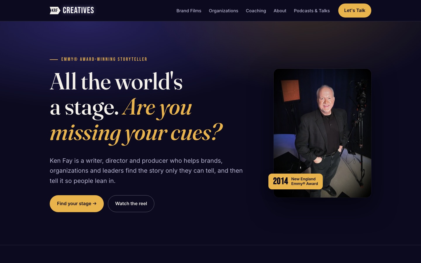 KRF Creatives homepage: Ken Fay, Emmy-winning storyteller